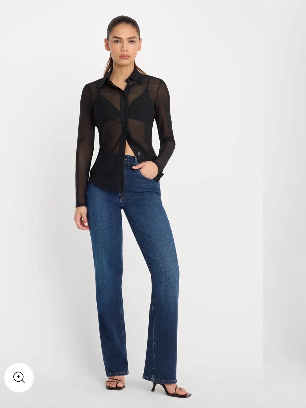 Good American Straight-Leg Jeans in Dark Blue Wash
